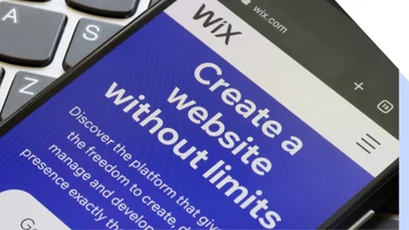 Wix homepage on a smartphone