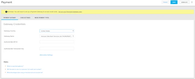 volusion payment gateway options