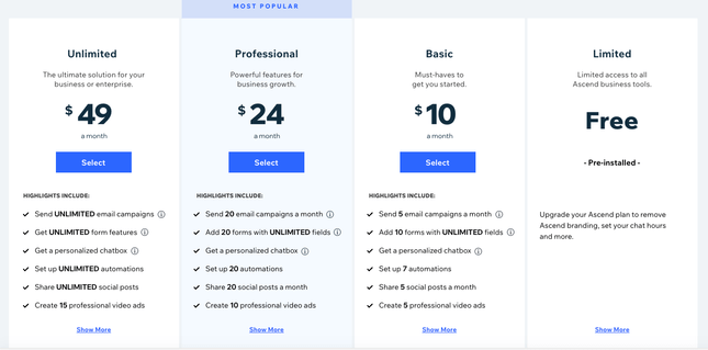 wix pricing storage and bandwidth