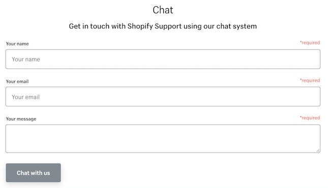 Shopify live chat-based support form Shopify live chat-based support form