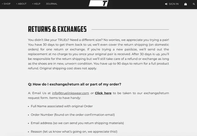 ecommerce best practice - return policy
