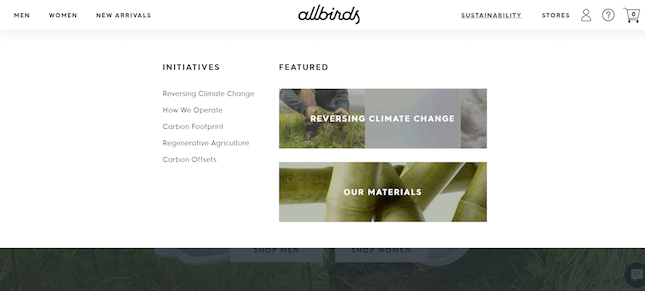Allbirds 2 Alllbirds Sustainability menu