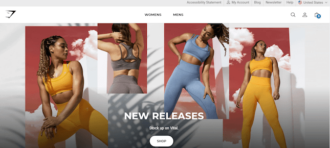 Gymshark 1 Gymshark's Shopify store's new releases page