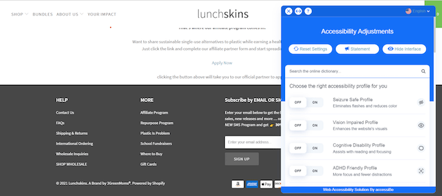 LunchSkins 3 Lunch Skins Accessibility Adjustments feature
