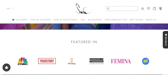 Suta 3 Suta's Shopify store's Featured In section