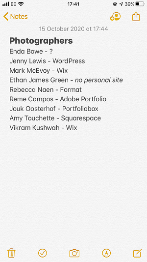 list of photographers