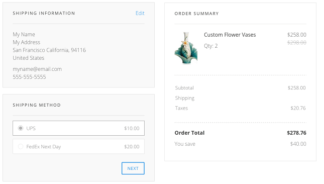 Weebly Shipping Checkout Page