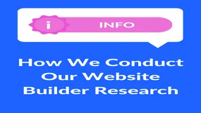 Blue background with "How We Conduct Our Website Builder Research" in white text