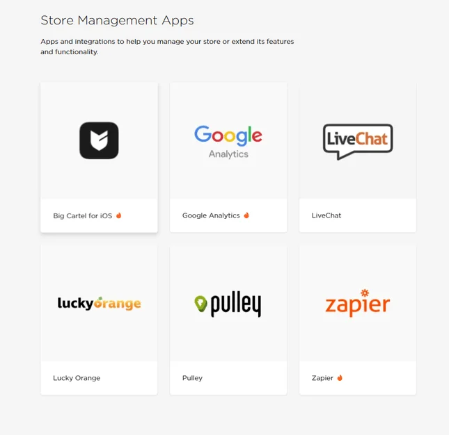 big cartel management apps