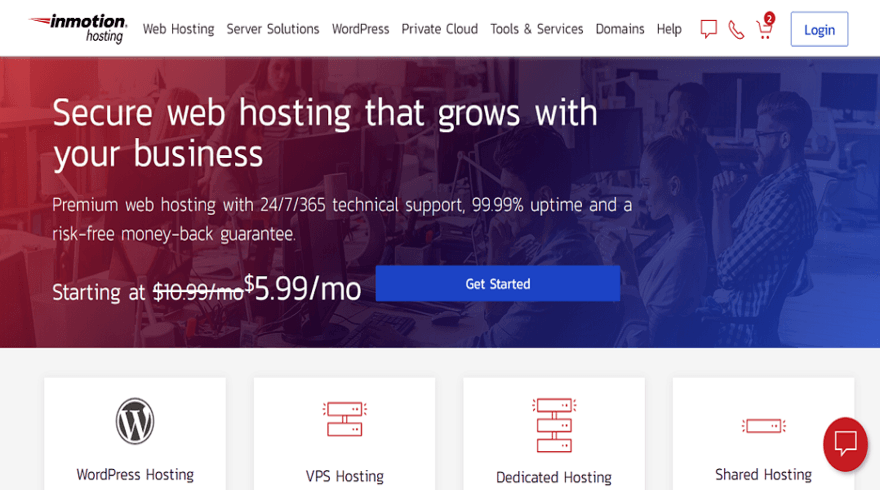 inmotion hosting homepage