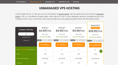 a2 hosting unmanaged vps hosting prices start at $4.99 /month