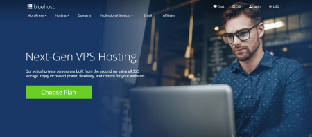 bluehost vps hosting homepage