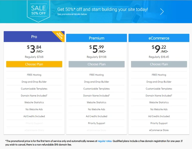 sitebuilder pricing