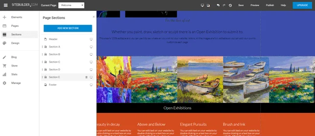 sitebuilder sections layout