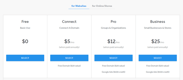 weebly pricing plans