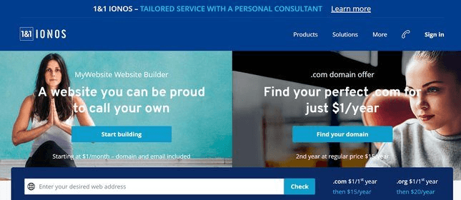 1 and 1 ionos homepage