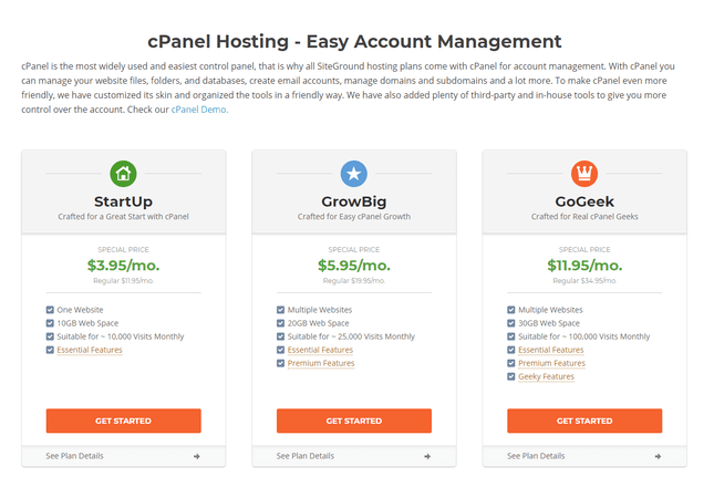 siteground reliable cpanel hosting