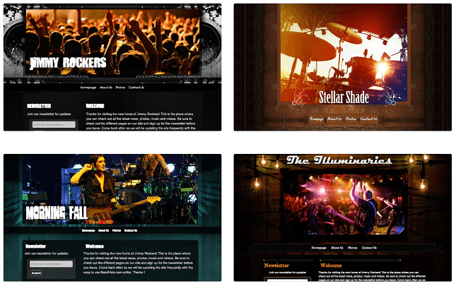 BandVista's template selection