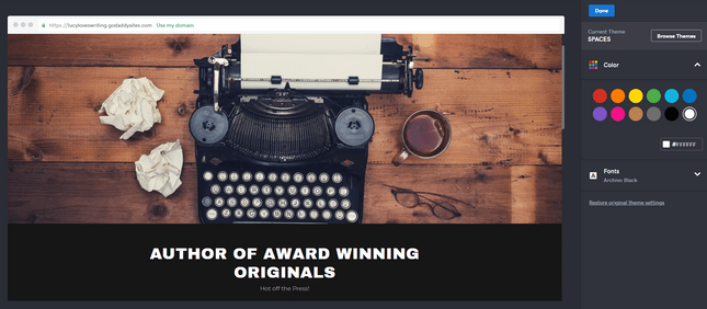 godaddy choose theme color and font