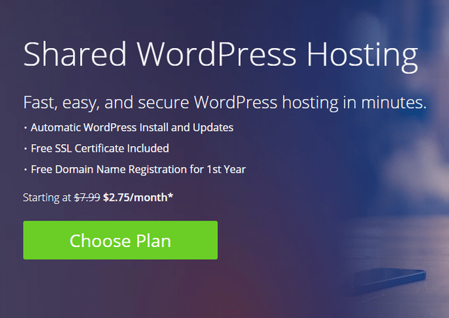 bluehost automatic install wordpress blog