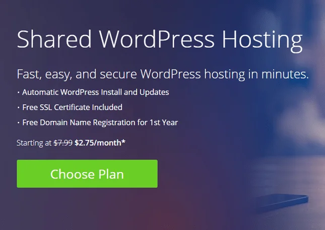 bluehost automatic install wordpress blog