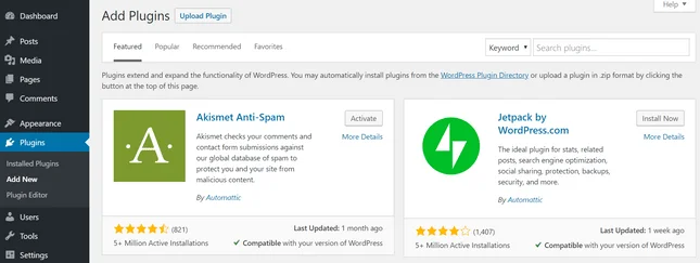 plugin installation from wordpress