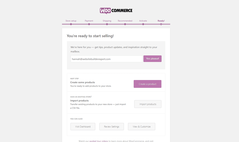 Akhir dari konfigurasi WooCommerce