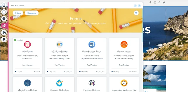 adding apps in the wix editor