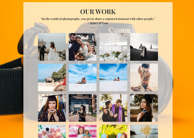 strikingly photography design small example
