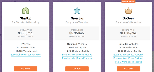 best beginner woocommerce hosting siteground plans