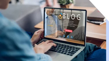 Person looks at a blog on their laptop