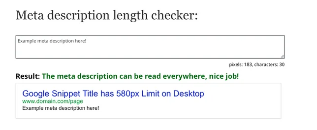 meta description length checker