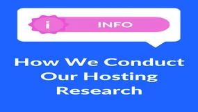 Blue background with "How We Conduct Our Hosting Research" in white text