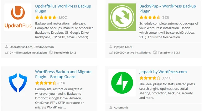 backup plugins for wordpress