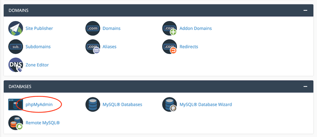 phpmyadmin in cpanel