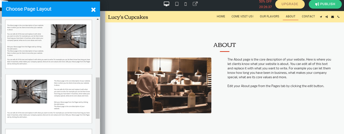 site123 free website builder page layouts