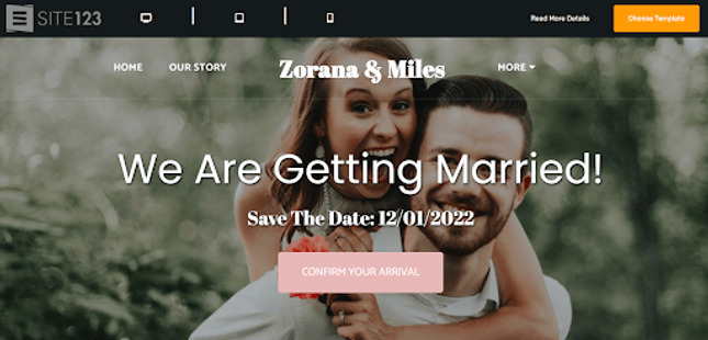 site123 wedding template designs