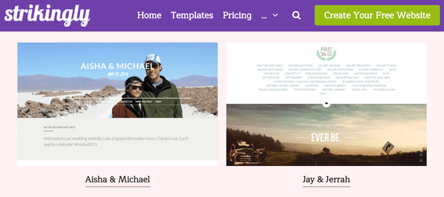 strikingly wedding template designs