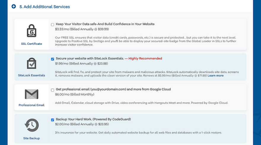 hostgator additional services