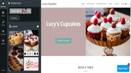 site123 editing image and colour schemes
