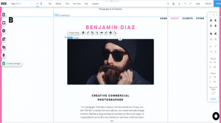 wix's drag and drop editor