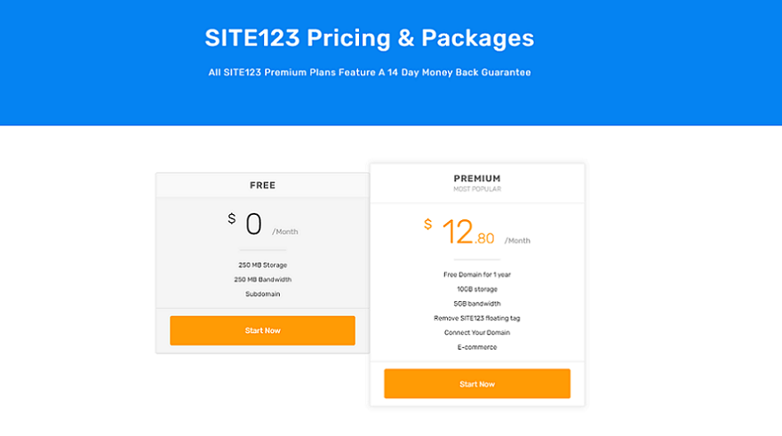 site123 pricing