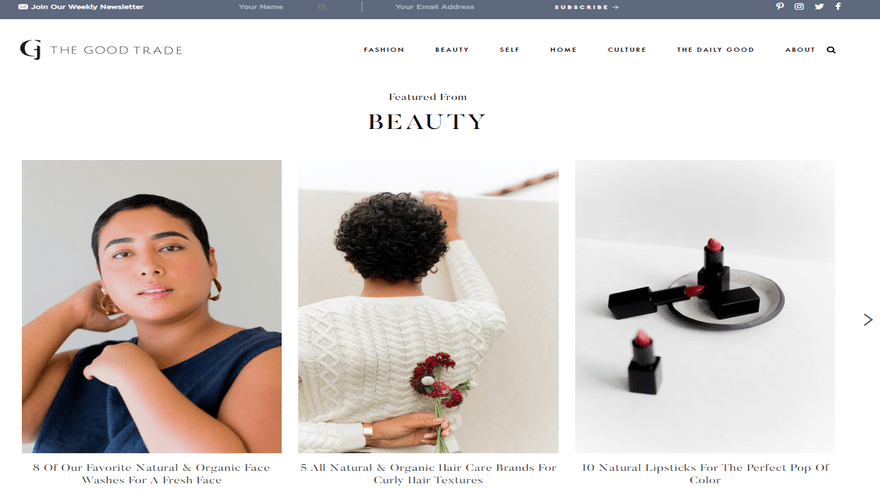squarespace blog example the good trade
