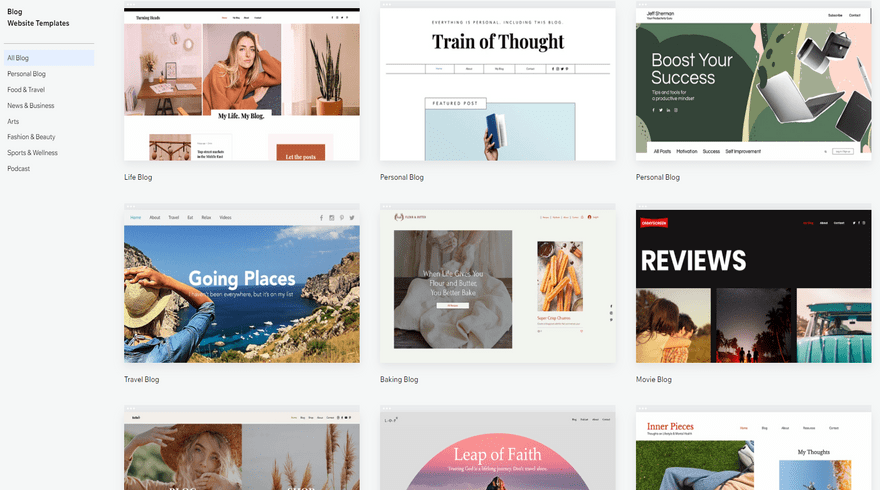 wix blogging templates