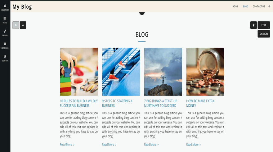 site123 blog editor