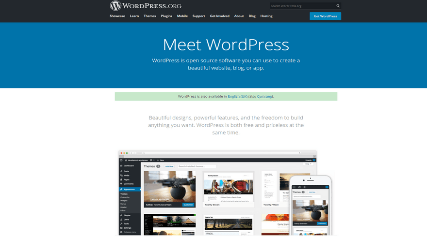 wordpress.org homepage