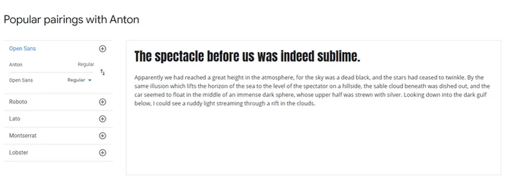 google fonts anton pairings example