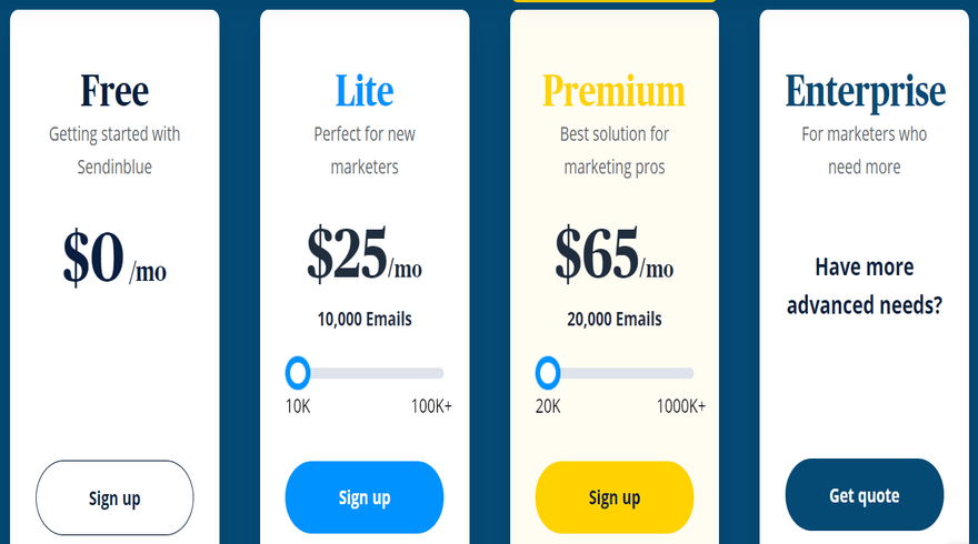 sendinblue plans