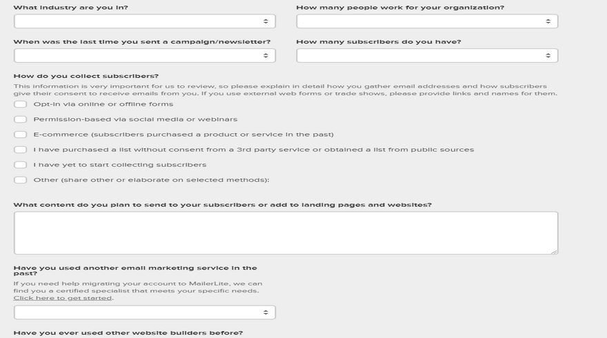 email marketing mailerlite signup