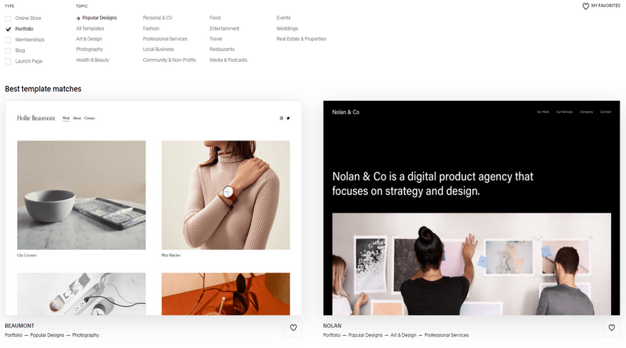 cheapest website build squarespace portfolio templates